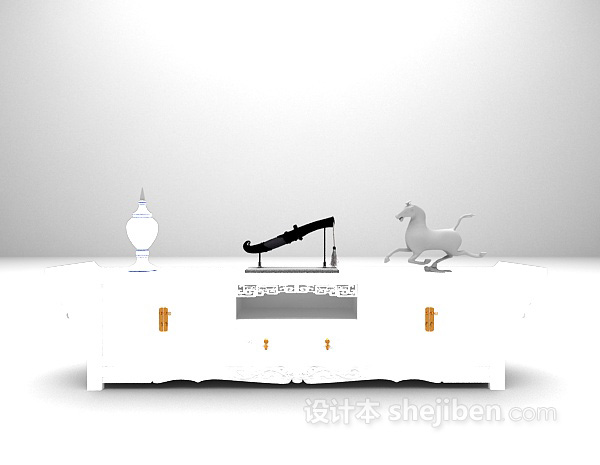 欧式白色电视柜推荐3d模型下载
