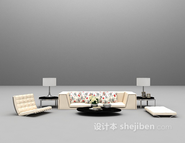 现代沙发场景3d模型下载