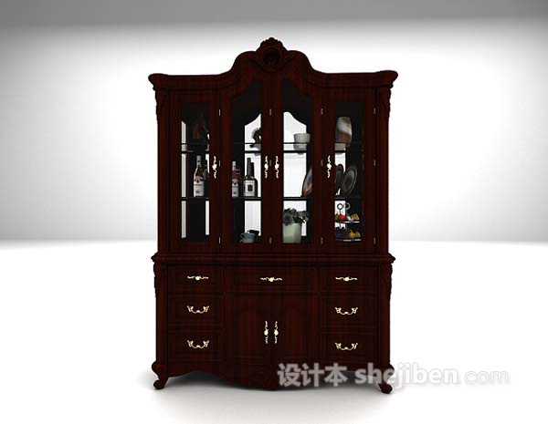 欧式餐柜免费3d模型下载