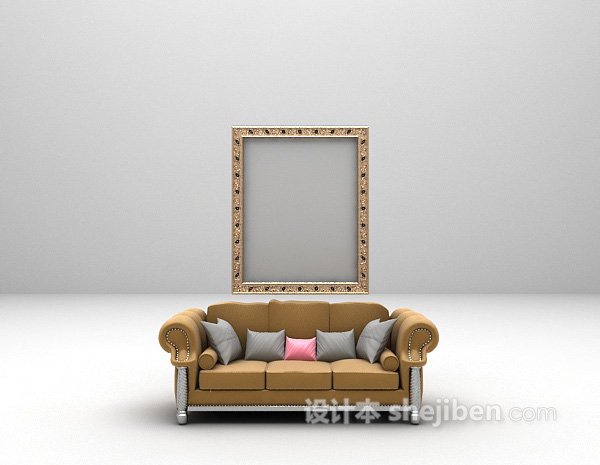 简约欧式沙发3d模型下载