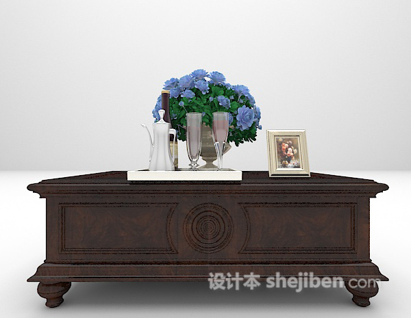 美式茶几3d模型下载