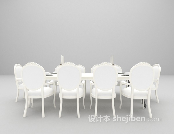 欧式棕色餐桌3d模型下载