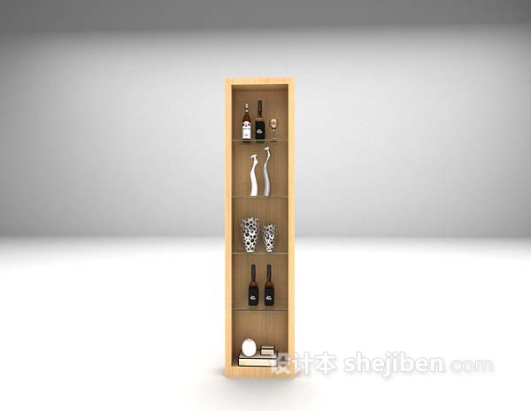 木色展示柜3d模型下载