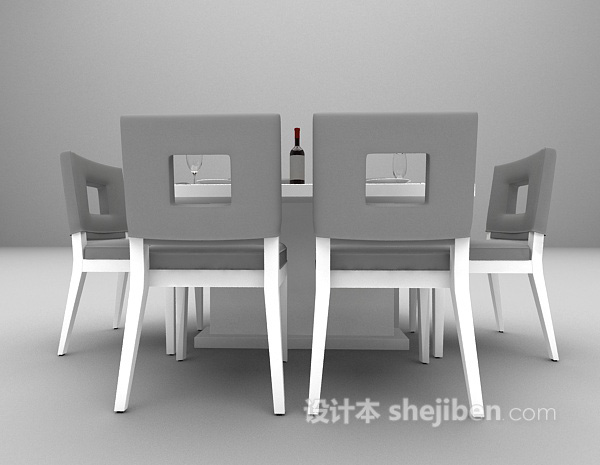 简约木质餐桌3d模型下载