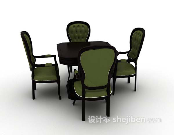 黑色桌椅组合欣赏3d模型下载
