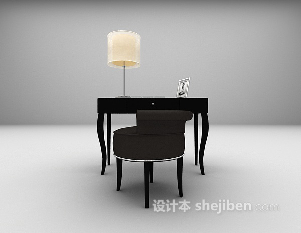 黑色书桌3d模型下载