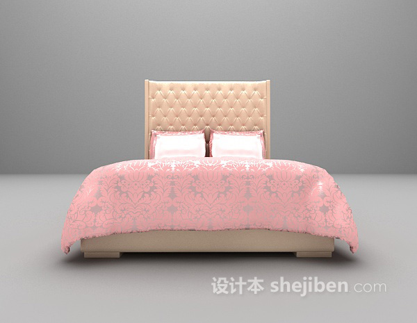粉色床3d模型下载