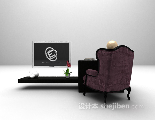 电视柜沙发组合3d模型下载