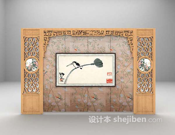 灰色背景墙3d模型下载