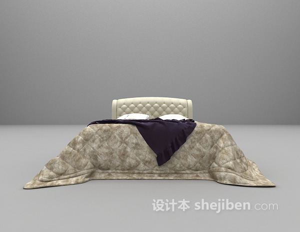 欧式白色床3d模型下载
