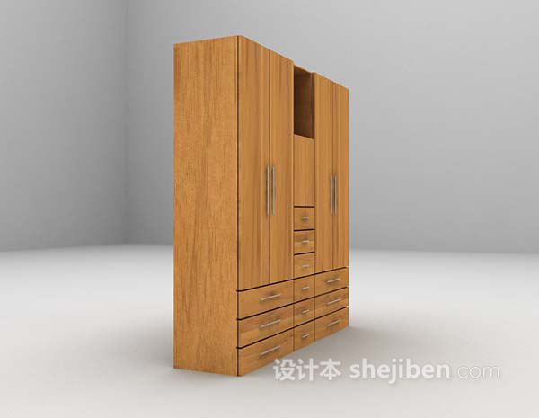 现代木质衣柜3d模型下载