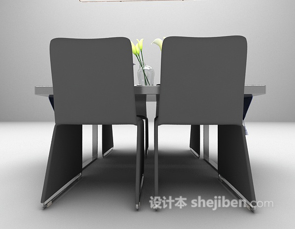 现代餐桌组合3d模型下载