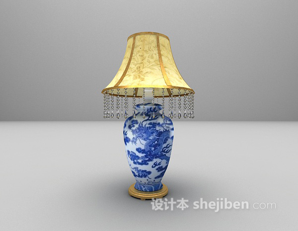 青花瓷台灯3d模型下载