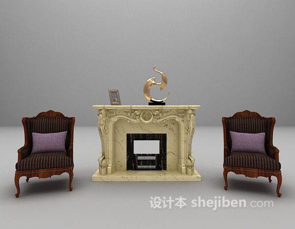 欧式大理石壁炉欣赏3d模型下载