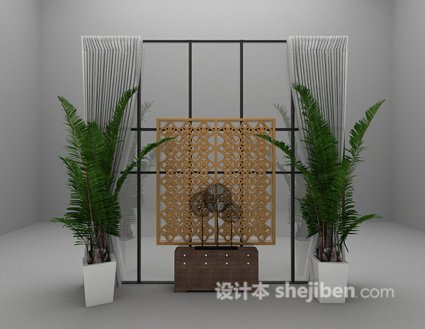 白色窗帘推荐3d模型下载