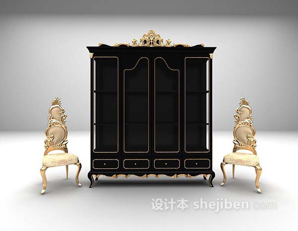 黑色展示柜大全3d模型下载