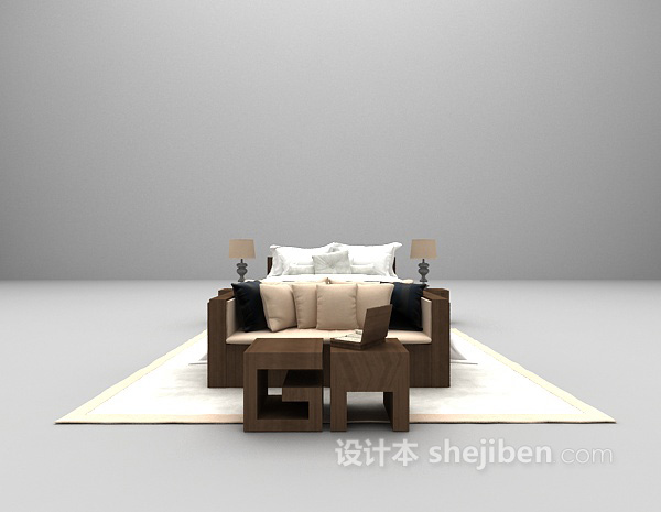 床沙发组合3d模型下载