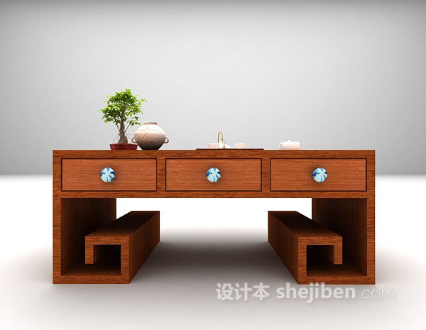 棕色书桌欣赏3d模型下载