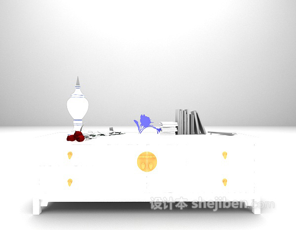 白色电视柜欣赏3d模型下载