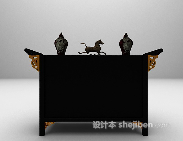 中式玄关柜3d模型下载