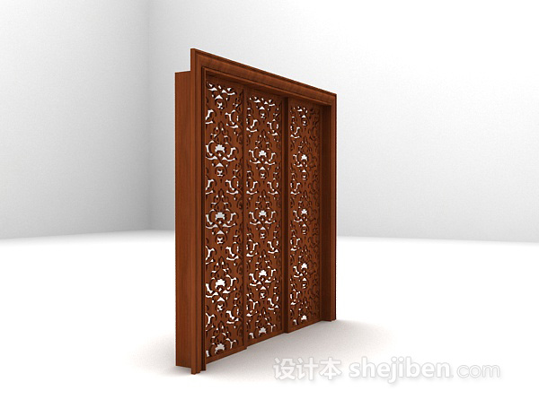 中式门3d模型下载