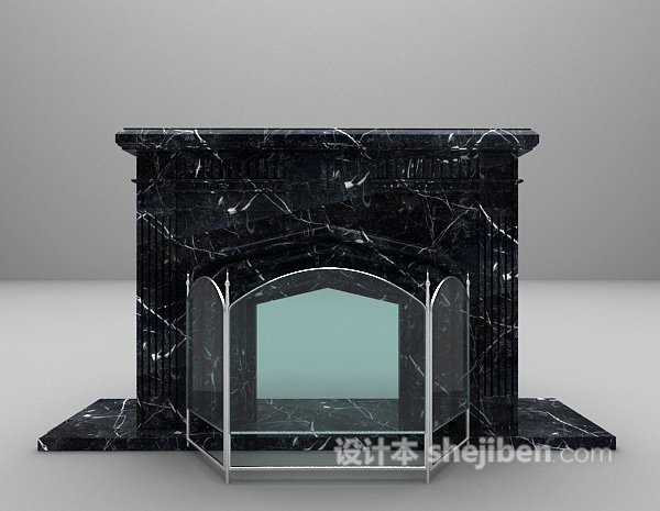 黑色壁炉3d模型下载
