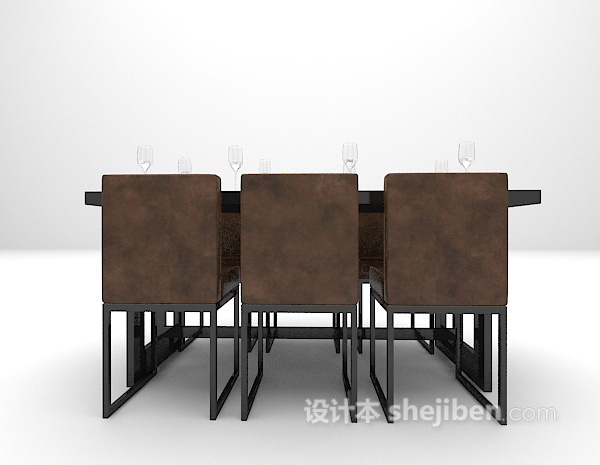 现代黑色餐桌组合大全3d模型下载