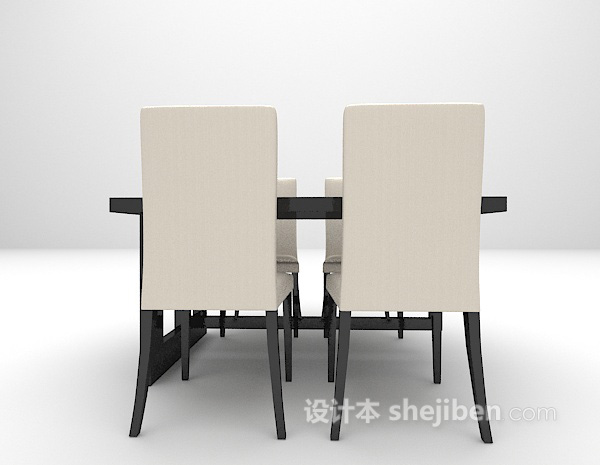 现代黑色餐桌组合欣赏3d模型下载