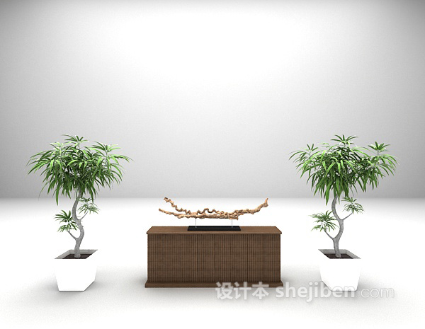 简约木质电视柜3d模型下载