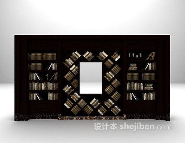 红木书柜3d模型下载