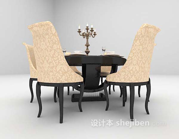 欧式餐桌推荐3d模型下载