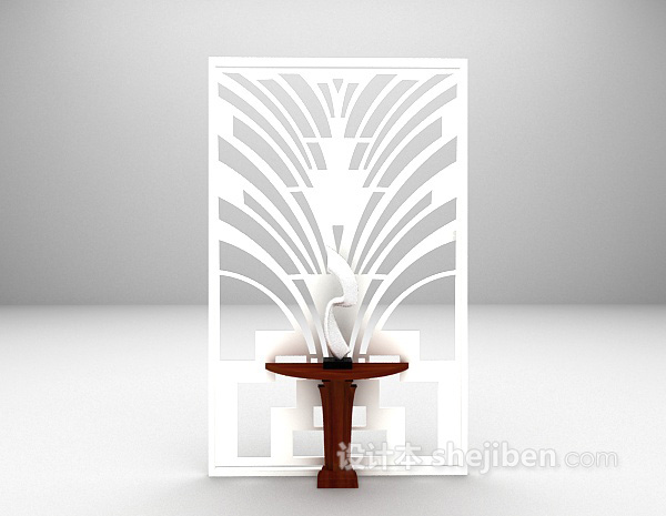 白色现代屏风装饰3d模型下载