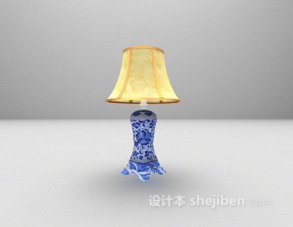 青花瓷台灯3d模型下载
