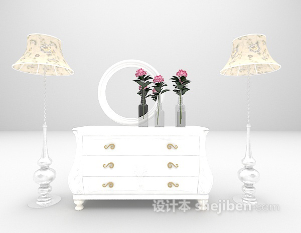 欧式梳妆台3d模型下载