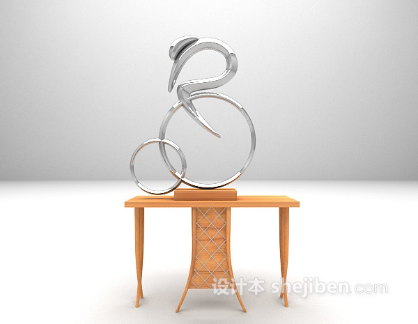 棕色木质边几3d模型下载