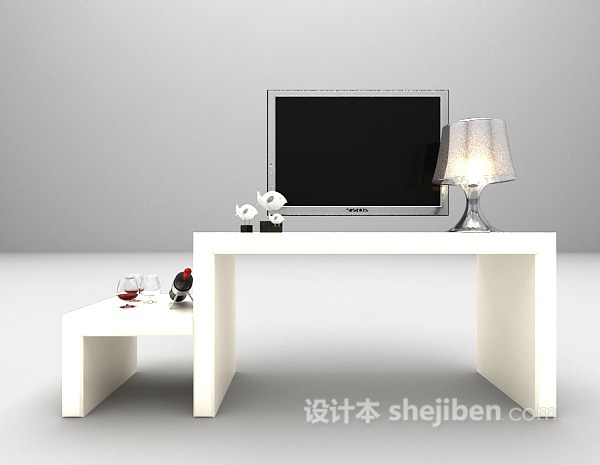 白色电视柜大全3d模型下载