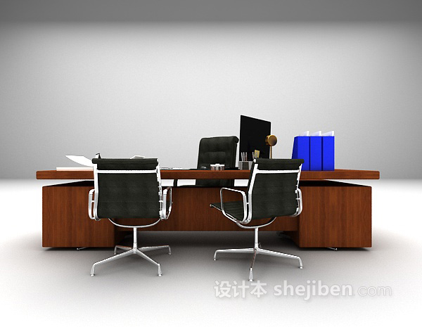 现代办公桌椅3d模型下载