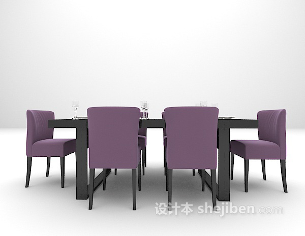 现代黑色餐桌欣赏3d模型下载