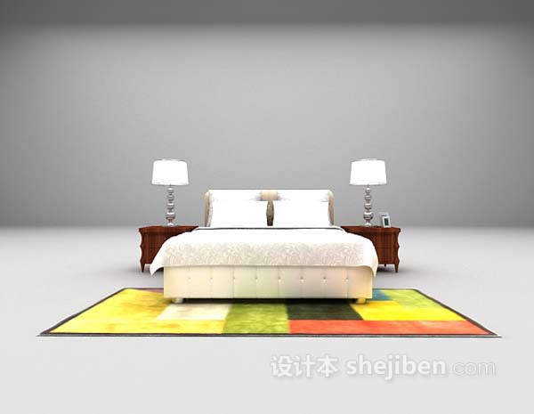 欧式双人床3d模型下载