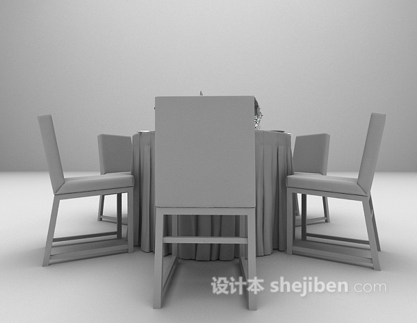 宴会圆形餐桌3d模型下载