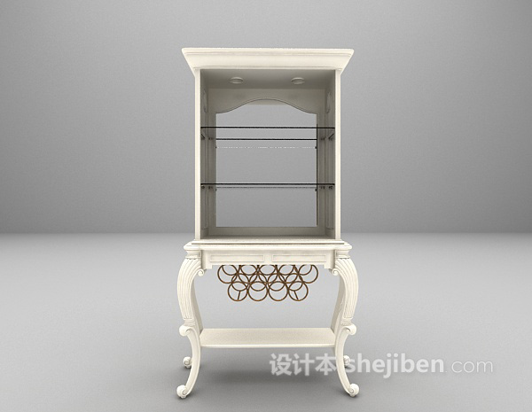 白色展示柜3d模型下载