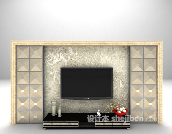 电视背景墙3d模型下载