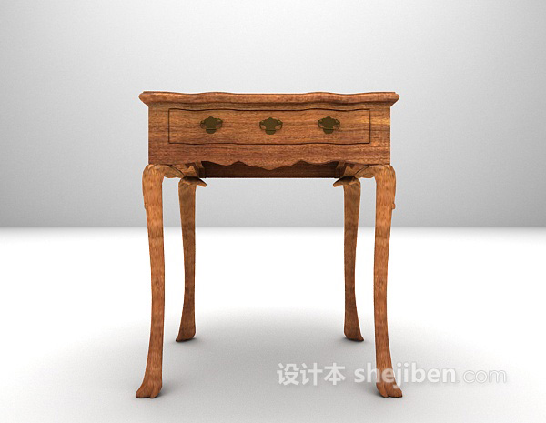 木质灰色玄关边几3d模型下载