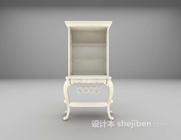 白色书柜3d模型下载