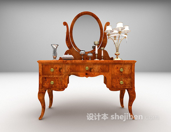 棕色梳妆台3d模型下载