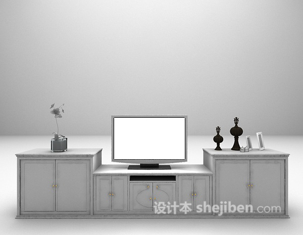 欧式家庭电视柜3d模型下载
