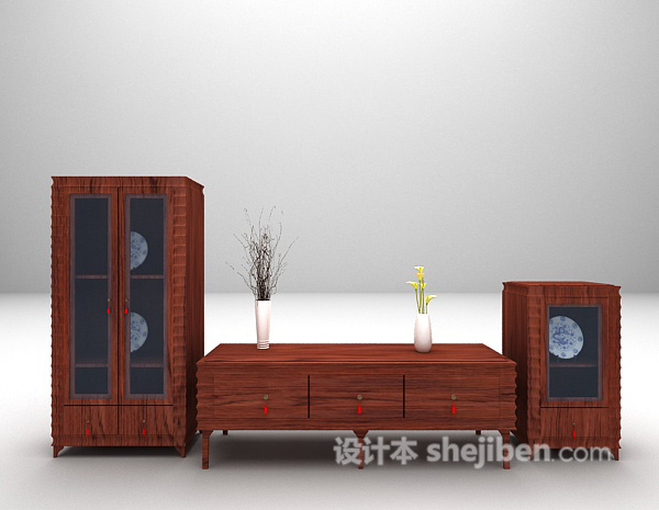 棕色电视柜大全3d模型下载