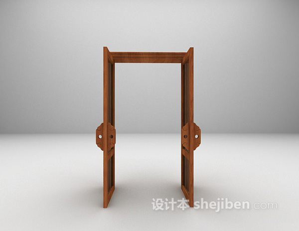 灰色木质推拉门3d模型下载