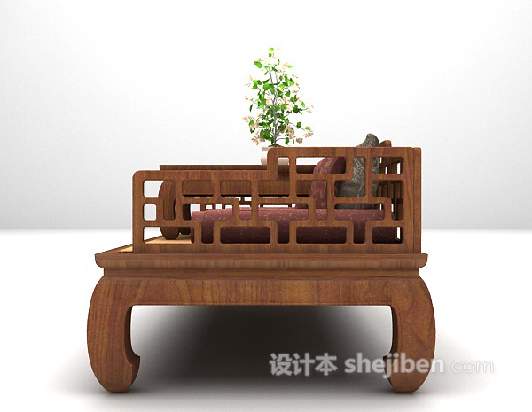 复古沙发3d模型下载
