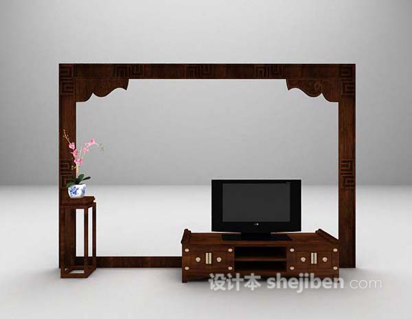 电视墙3d模型下载